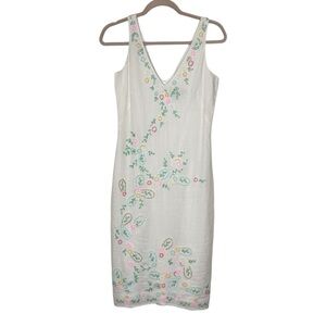 French Connection White Beaded Embroidery Dress- Size 4